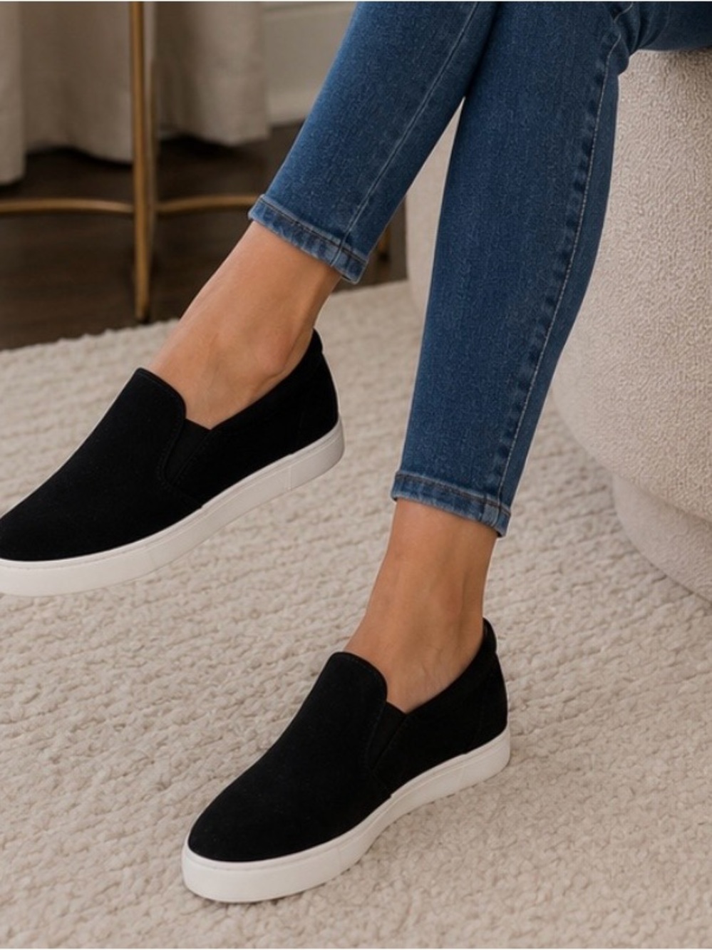 Blondo Black Slip-On Sneakers with White Sole